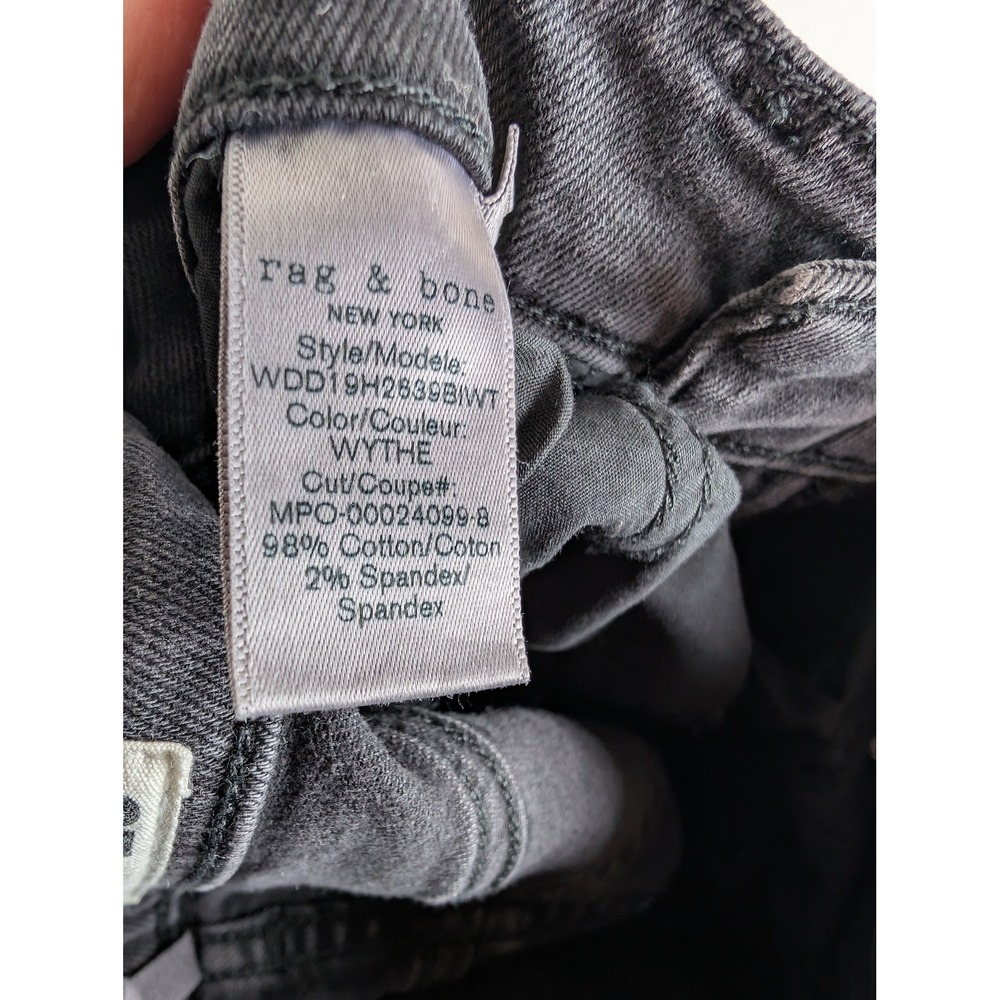 Rag Bone Jeans Nina Wythe High Rise Skinny‎ Charcoal Wash Size 25 - Picture 5 of 7